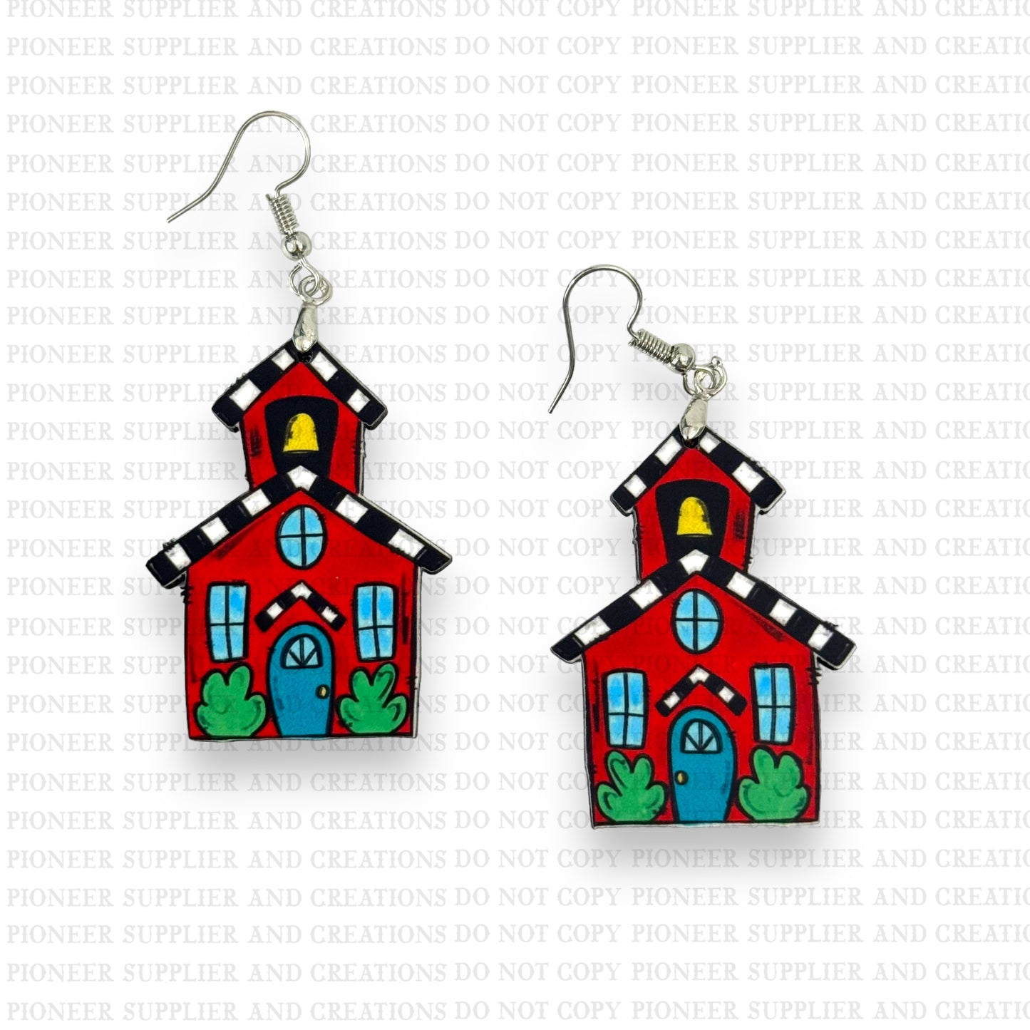 School House Earring Sublimation Blanks | Exclusive Alicia Ray Art