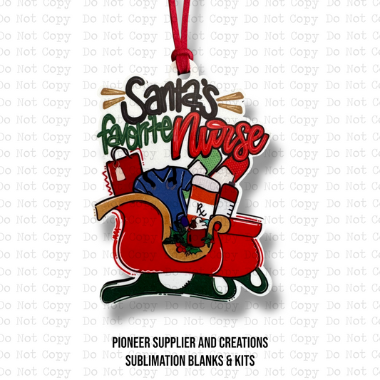 Santas Favorite Nurse Ornament Sublimation Blank