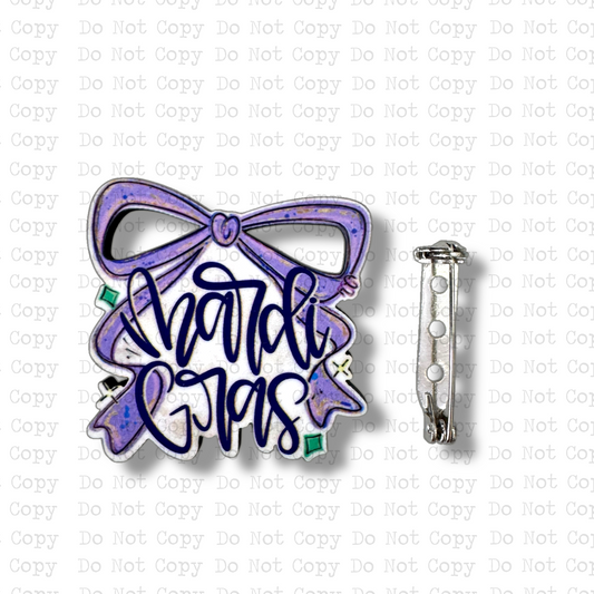 Mardi Gras Bow Lapel Pin Sublimation Blank Kit | Set of 2