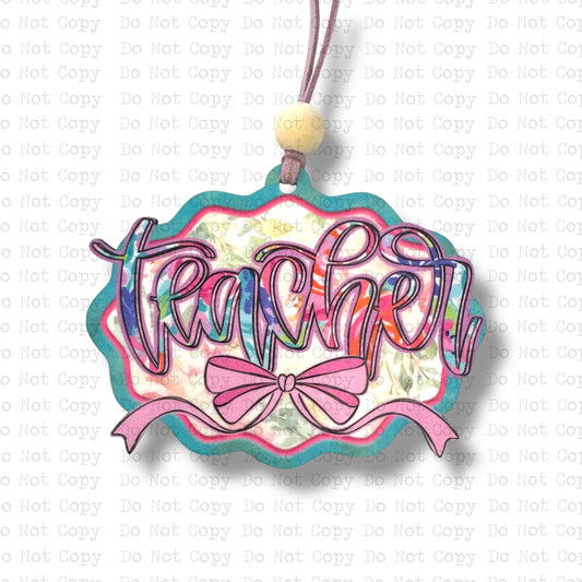 Teacher Bright Painted Floral Car Charm Sublimation Blank