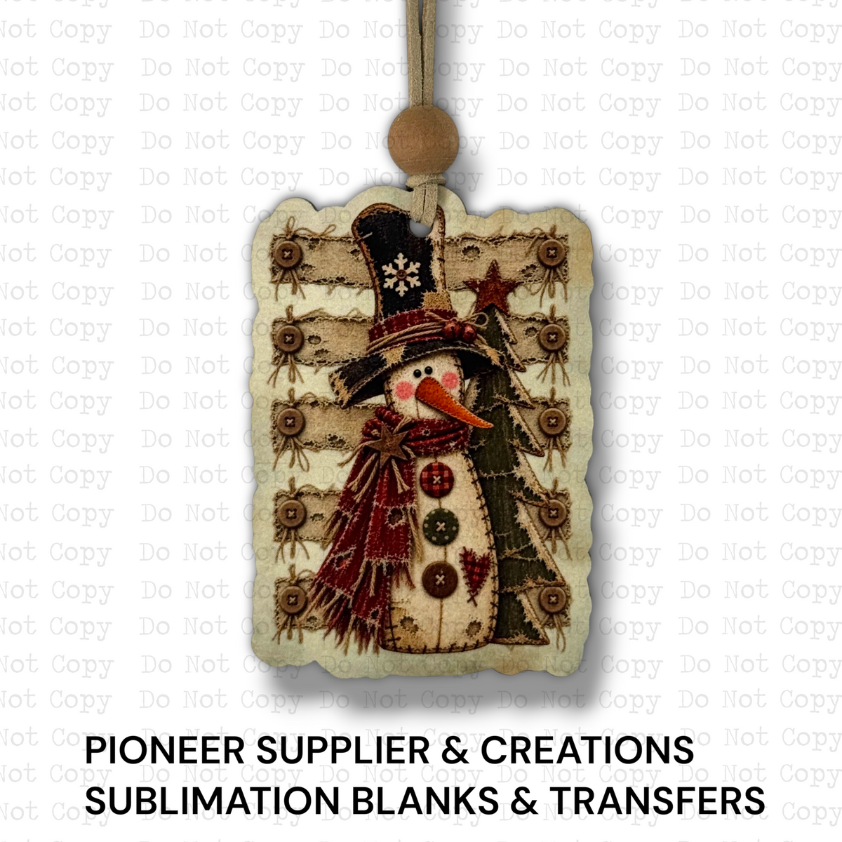 Rustic Snowman with Tree Ornament Sublimation Blank