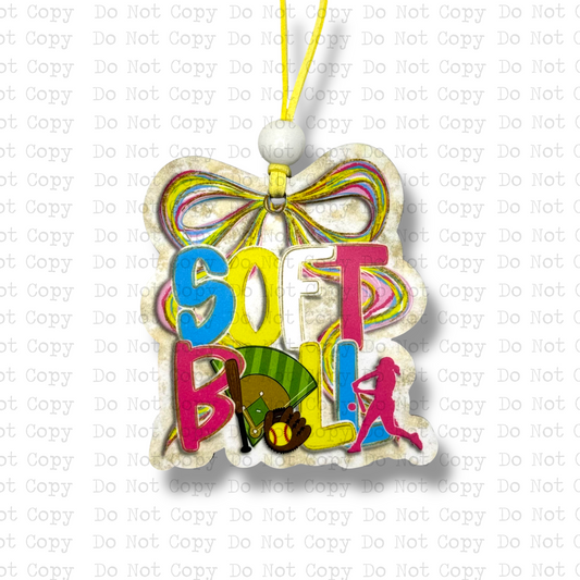 Softball Coquette Watercolor Car Charm Sublimation Blank | TCC