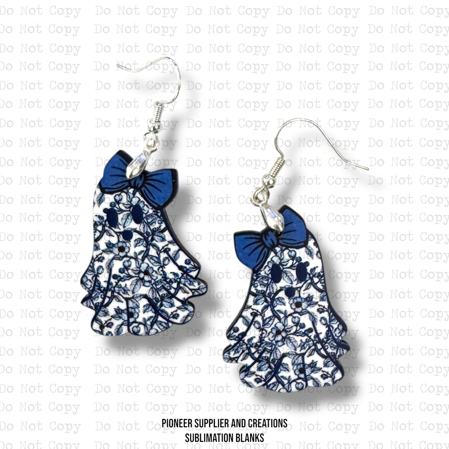 Blue Floral Ghost Earring Sublimation Blank Kit | Exclusive
