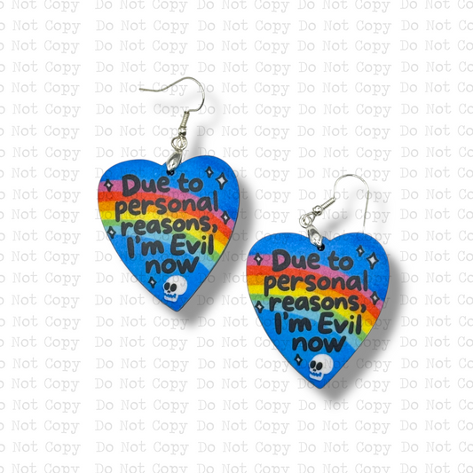 I'm Evil Now Earring Sublimation Blank Kit | TRS