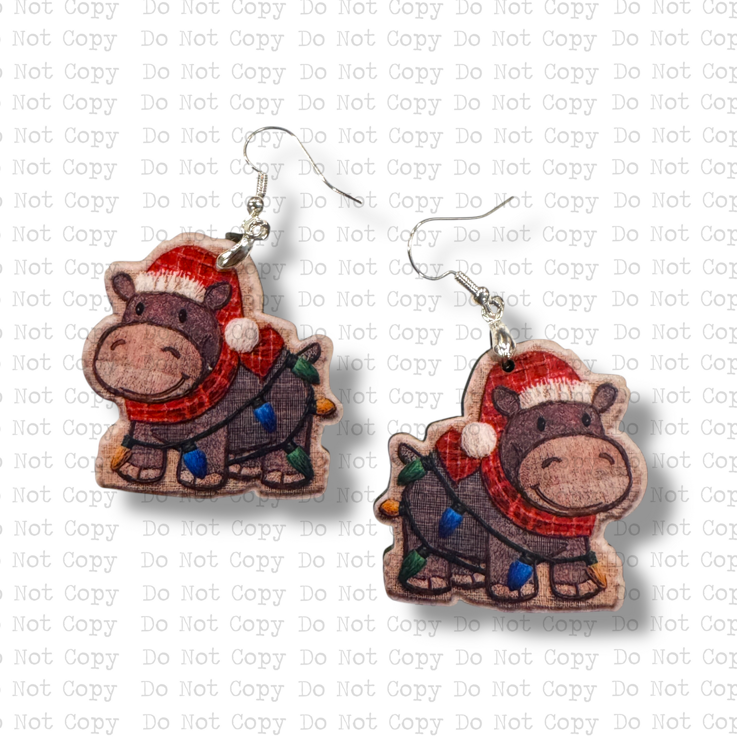 Burlap Hippo Earring Sublimation Blanks