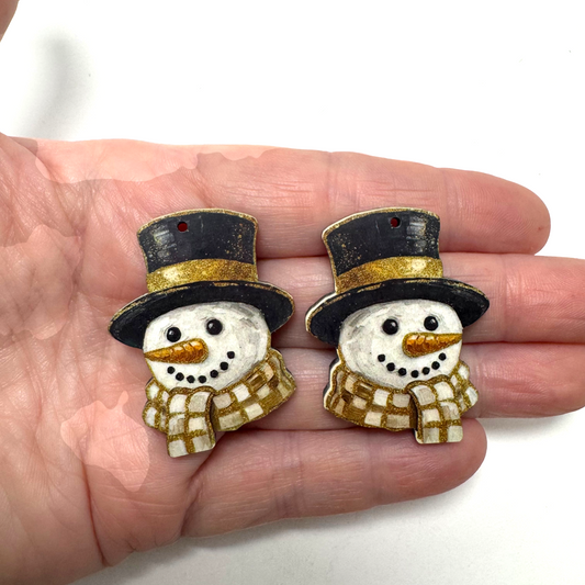 Gold Snowman Earring Sublimation Blanks