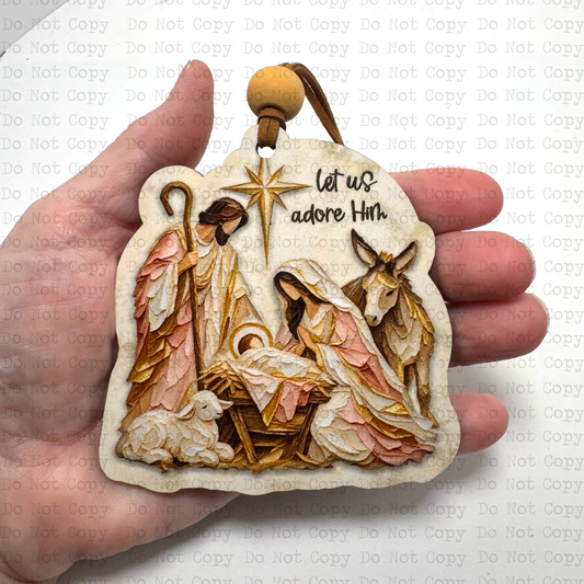 Hand Painted Nativity Pastel Ornament Sublimation Blank