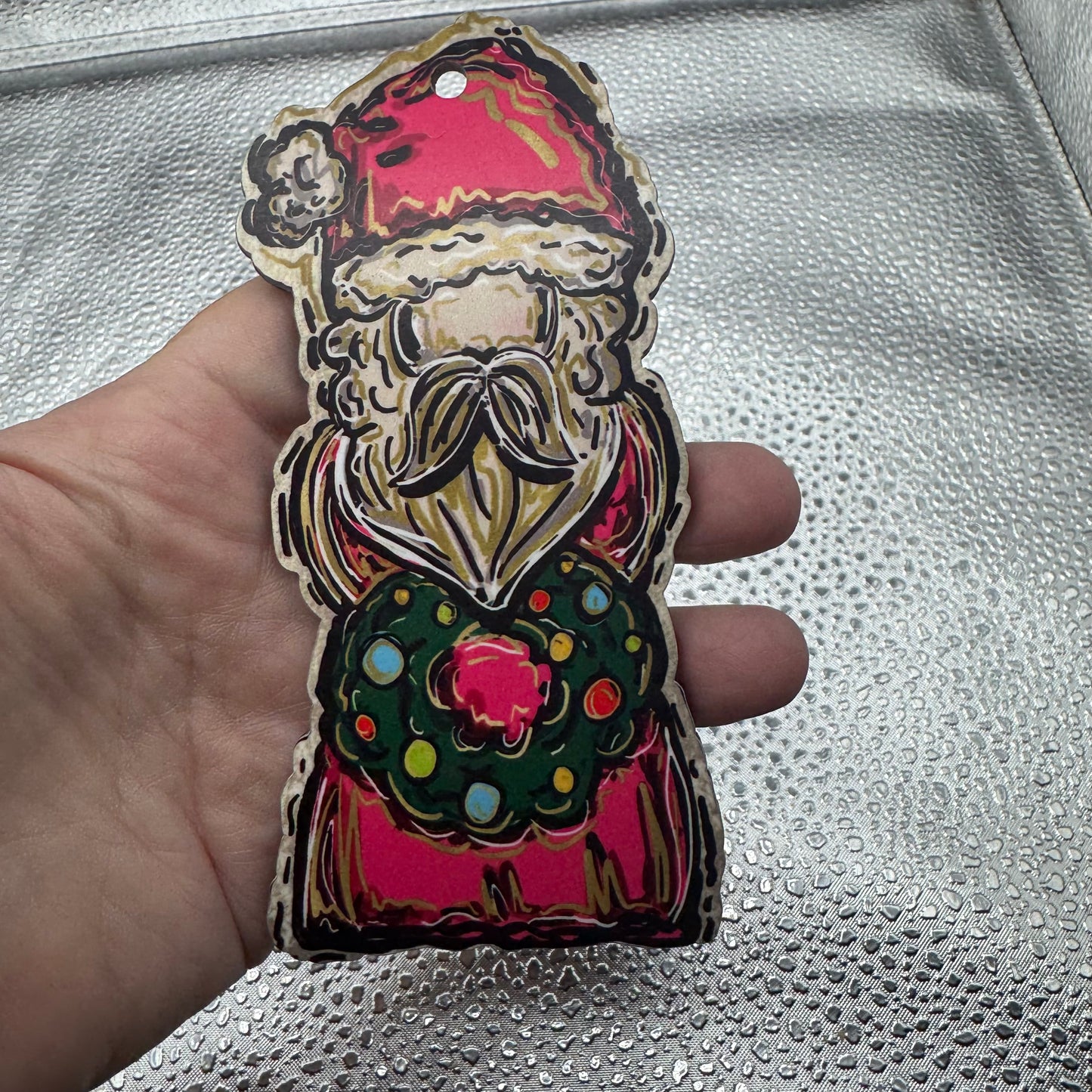 Pink Old World Santa Pressed Blank