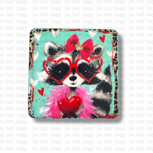 Raccoon Valentine Magnet Sublimation Blank Kit