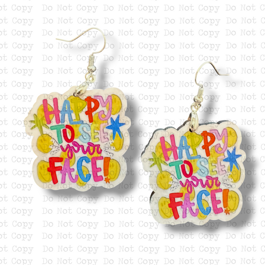 Happy To See Your Face Earring Sublimation Blank Kit | TCC