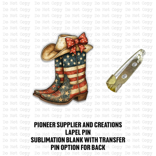 Patriotic Boots Lapel Pin Sublimation Blank Kit