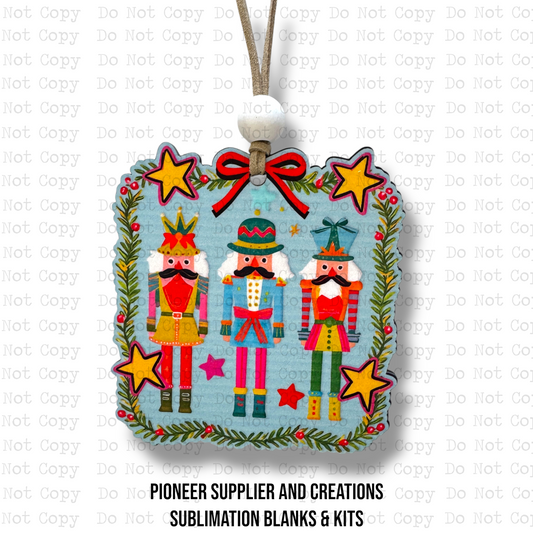 Festive Wreath Nutcracker Ornament Sublimation Blank