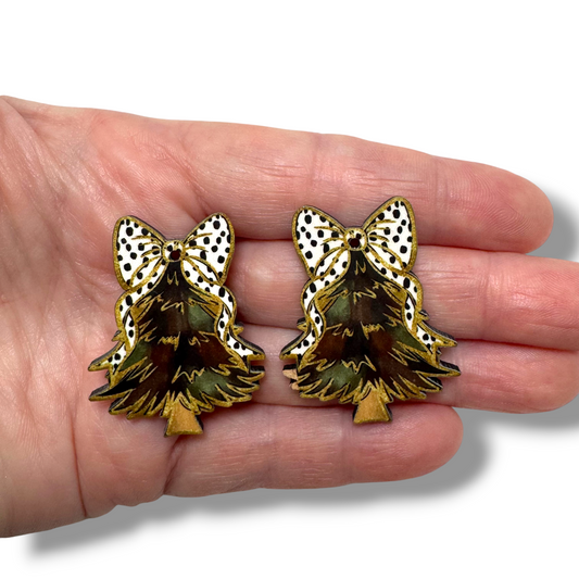 Glitter Camo Christmas Tree Earring Sublimation Blanks