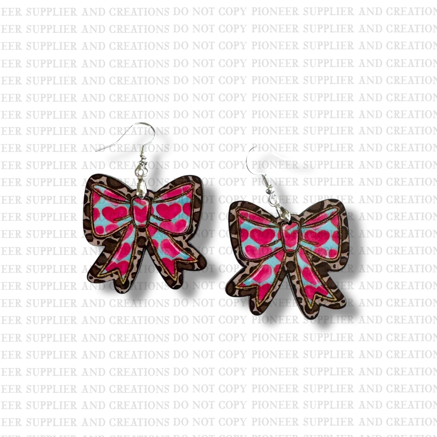 Cheetah Print Heart Bow Earring Sublimation Blanks Kit | Exclusive Council Rock Creations