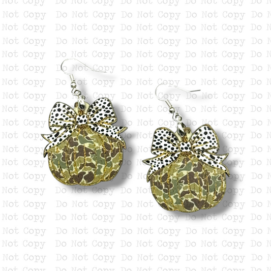 Camo Pumpkin Earring Sublimation Blank Kit
