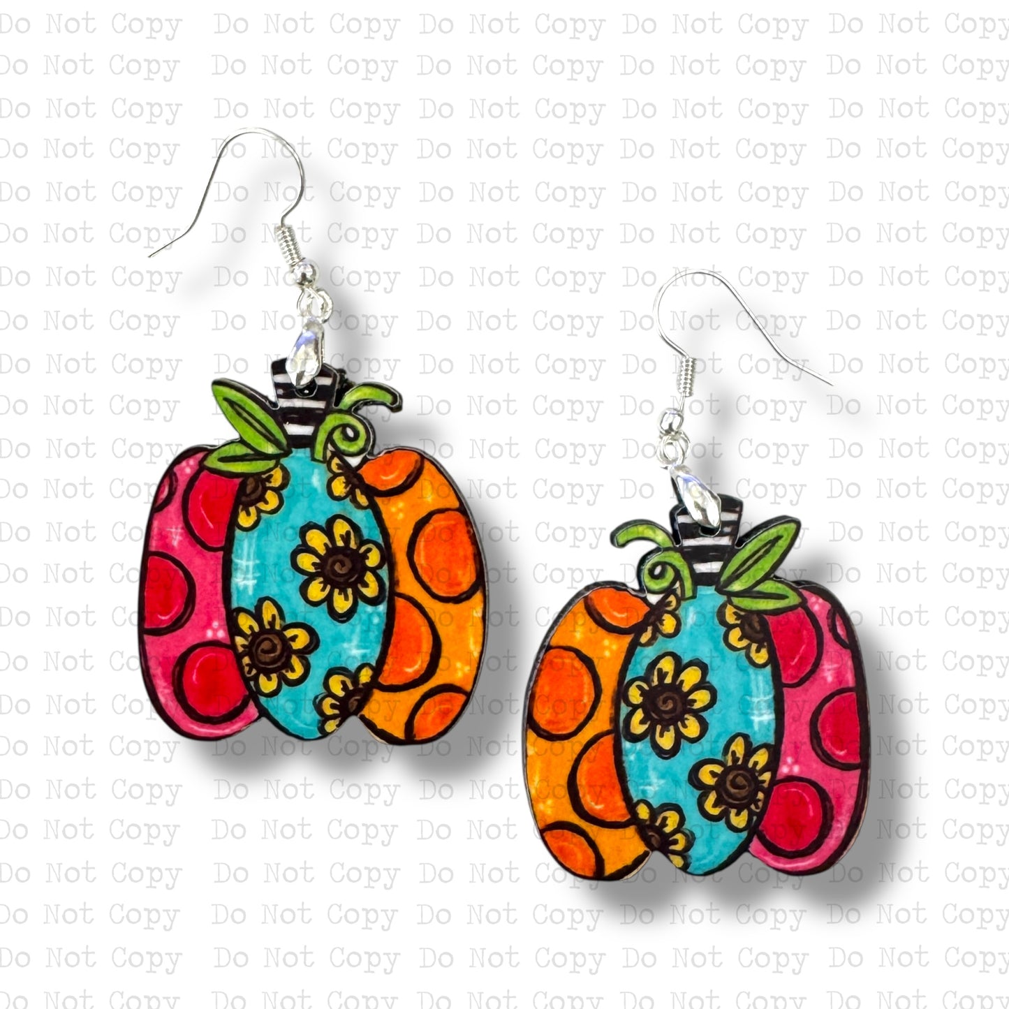 Whimsical Flower Pumpkin Earring Sublimation Blanks | Exclusive Alicia Ray Art