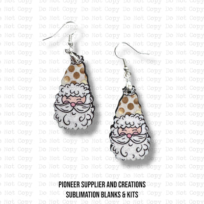 Gold Polkadot Santa Earring Sublimation Blank Kit