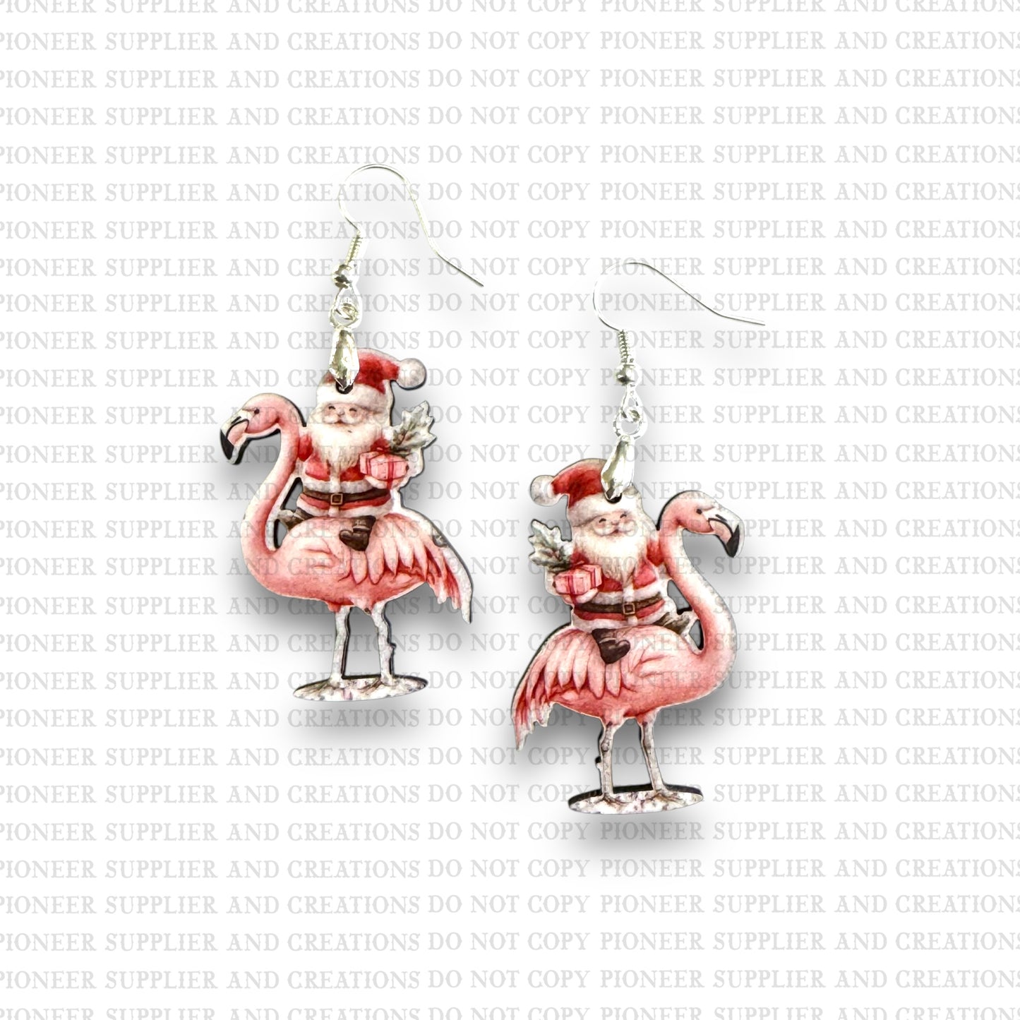 Santa Riding Flamingo Earring Sublimation Blanks Kit | Exclusive