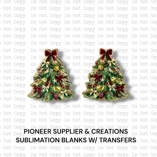 Preppy Coquette Christmas Tree Earring Sublimation Blanks