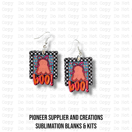 Boo Ghost Frame Earring Sublimation Blank Kit