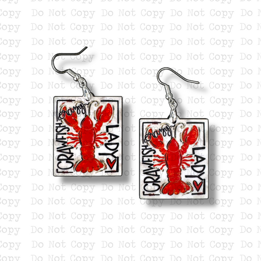 Crazy Crawfish Lady Earring Sublimation Blank Kit