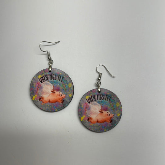 When Pigs Fly Finished Earring