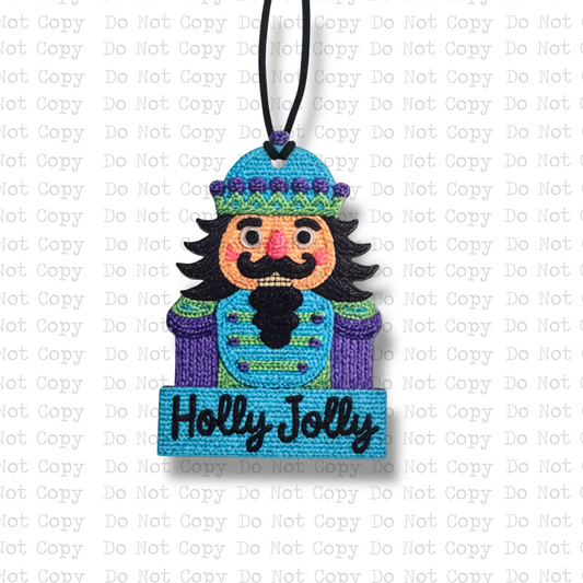 Blue Yarn Nutcracker Ornament Sublimation Blank