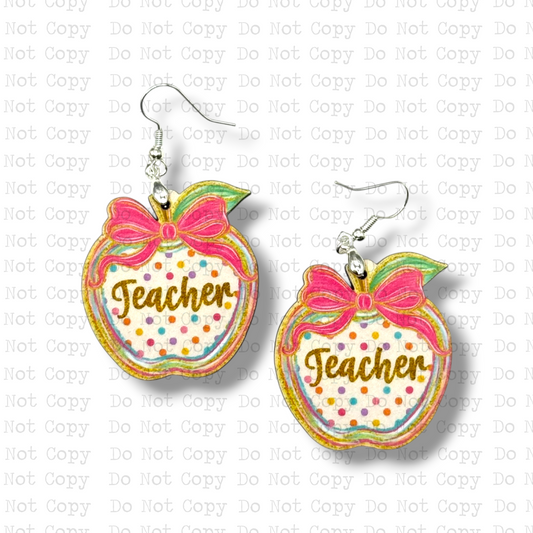 Teacher Polka Dot Apple Earring Sublimation Blank Kit