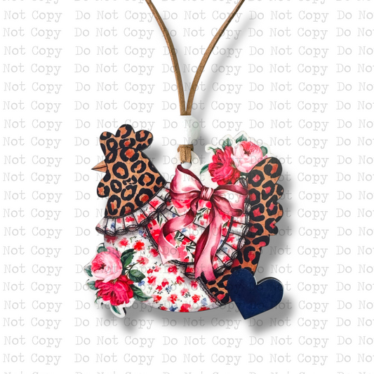 Rosie Leopard Hen Car Charm Sublimation Blank