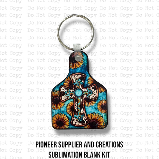 Cow Tag Cross Keychain Sublimation Blank Kit