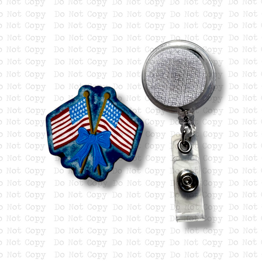 Flags Bow Badge Button Sublimation Blank | Set of 2 TCC