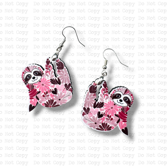 Floral Sloth Earring Sublimation Blank Kit | ISFP