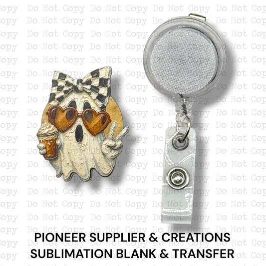 Iced Latte Ghost Badge Button Sublimation Blank | Set of 2