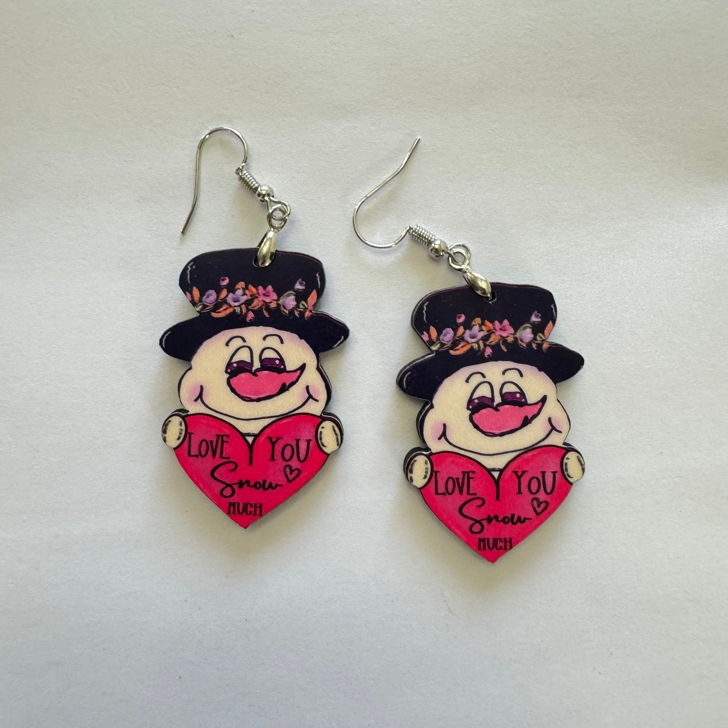 Love You Snowman Finished Earring