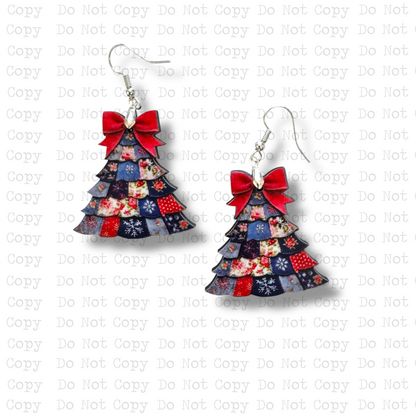 Denim Christmas Tree Earring Sublimation Blank Kit