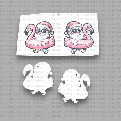 Flamingo Santa Earring Sublimation Blank Kits w/ transfers and hardware) | Exclusive