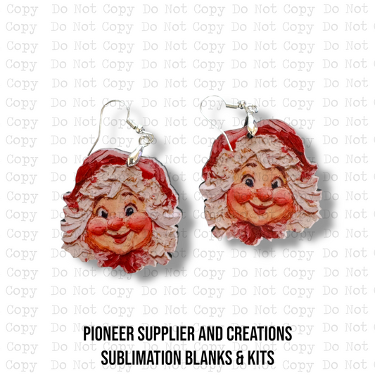 Hand Painted Mrs. Clause Earring Sublimation Blank Kit