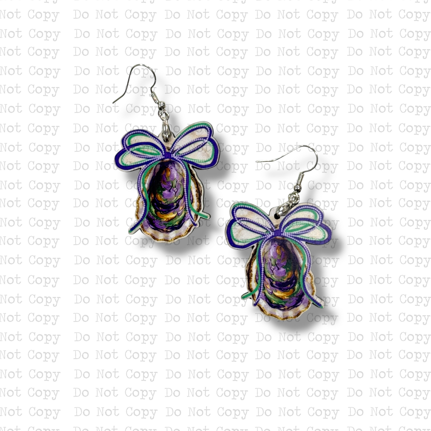 Mardi Gras Pearl Purple Bow Earring Sublimation Blank Kit