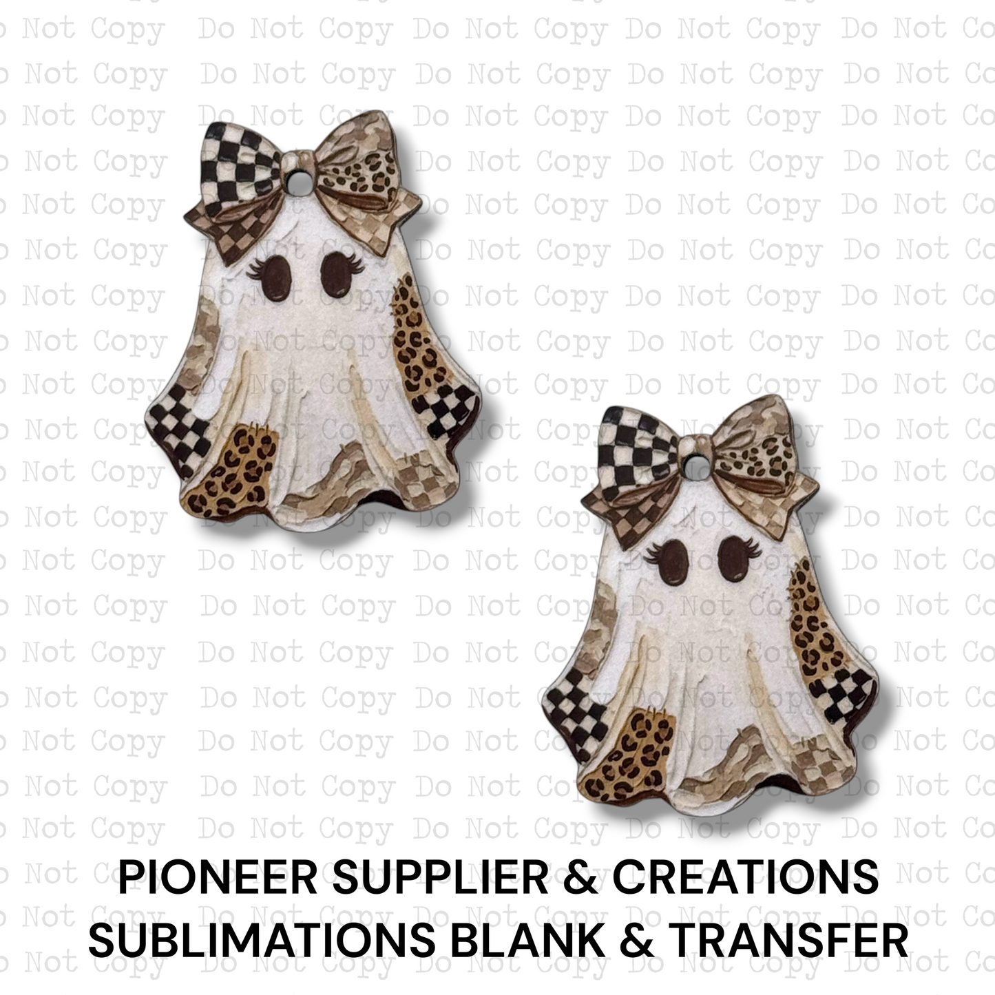 Leopard Patchwork Ghost Mini Ornaments Sublimation Blank | Set of 2