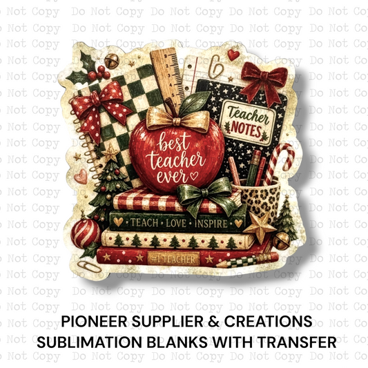 Best Christmas Teacher Magnet Sublimation Blank Kit