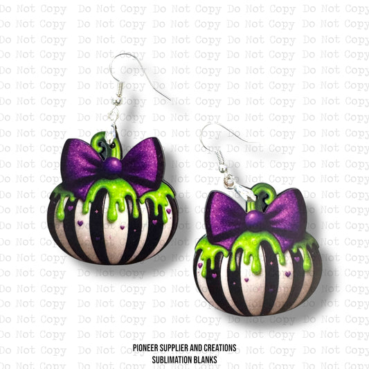 Purple Bow Pumpkin Earring Sublimation Blank Kit