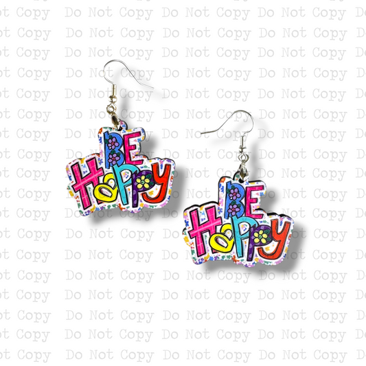 Be Happy Earring Sublimation Blank Kit | TGDD