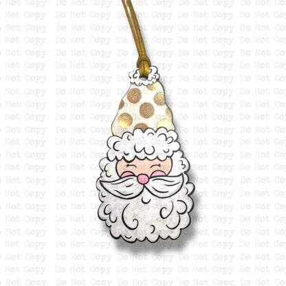 Gold Polkadot Santa Ornament Sublimation Blank