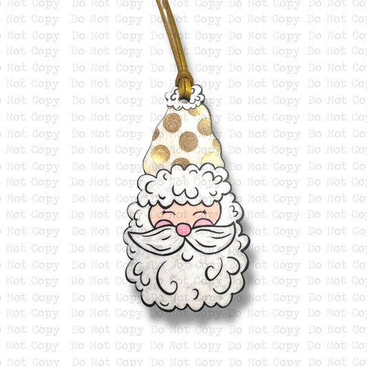 Gold Polkadot Santa Ornament Sublimation Blank | ARA