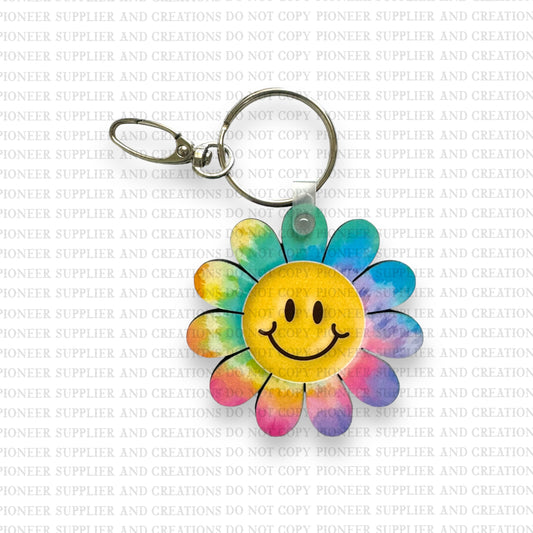 Smiley Flower Keychain | Bag Tag Sublimation Blank with Hardware