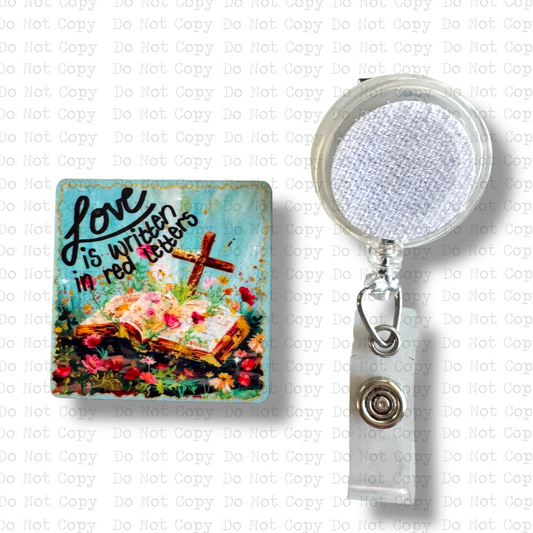 Red Letters Badge Button Sublimation Blank