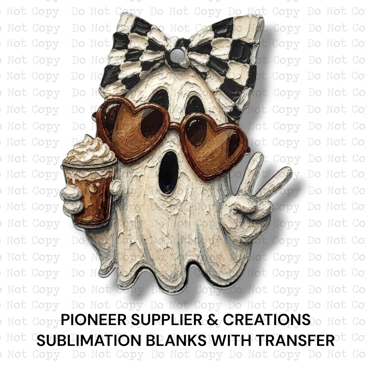 Iced Latte Ghost Ornament Sublimation Blank