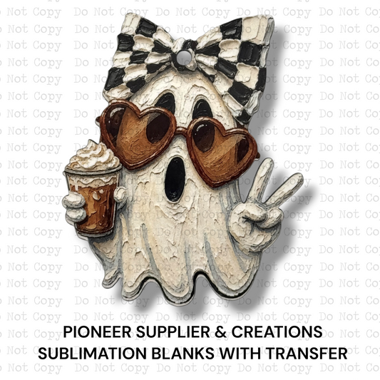 Iced Latte Ghost Ornament Sublimation Blank
