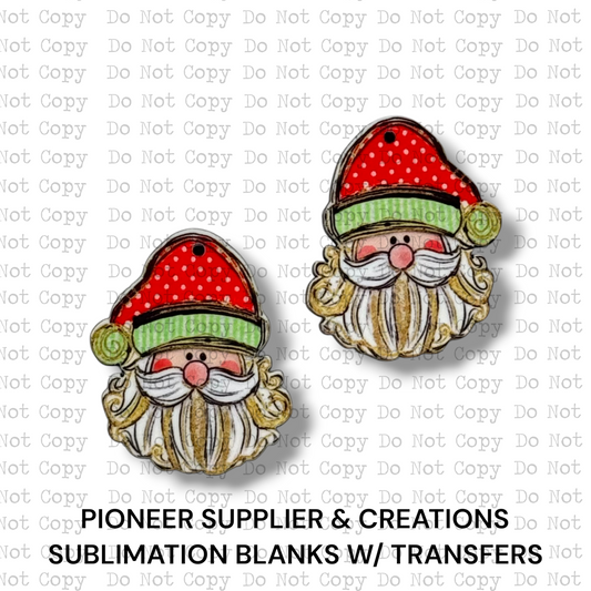 Dots and Stripes Santa Earring Sublimation Blanks | TGDD