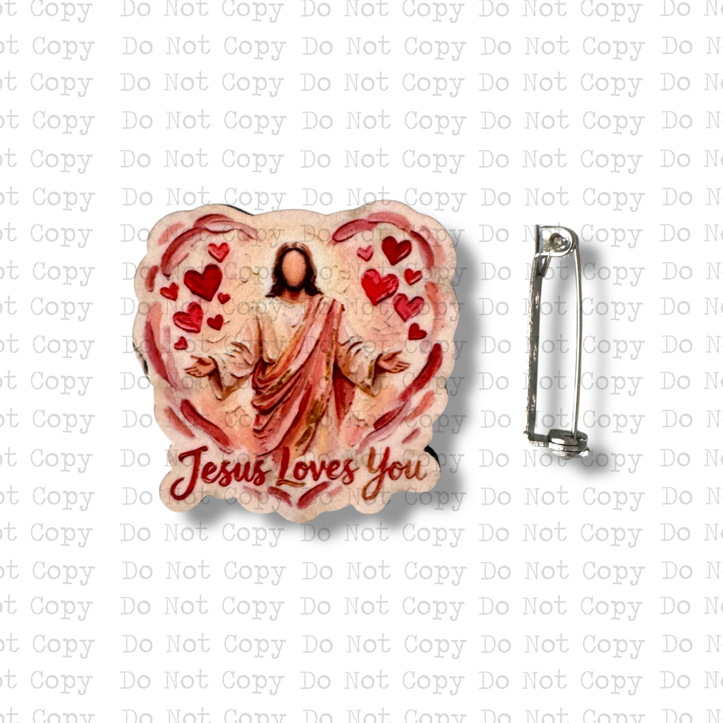 Jesus Loves You Brushstroke Lapel Pin Sublimation Blank Kit | Set of 2